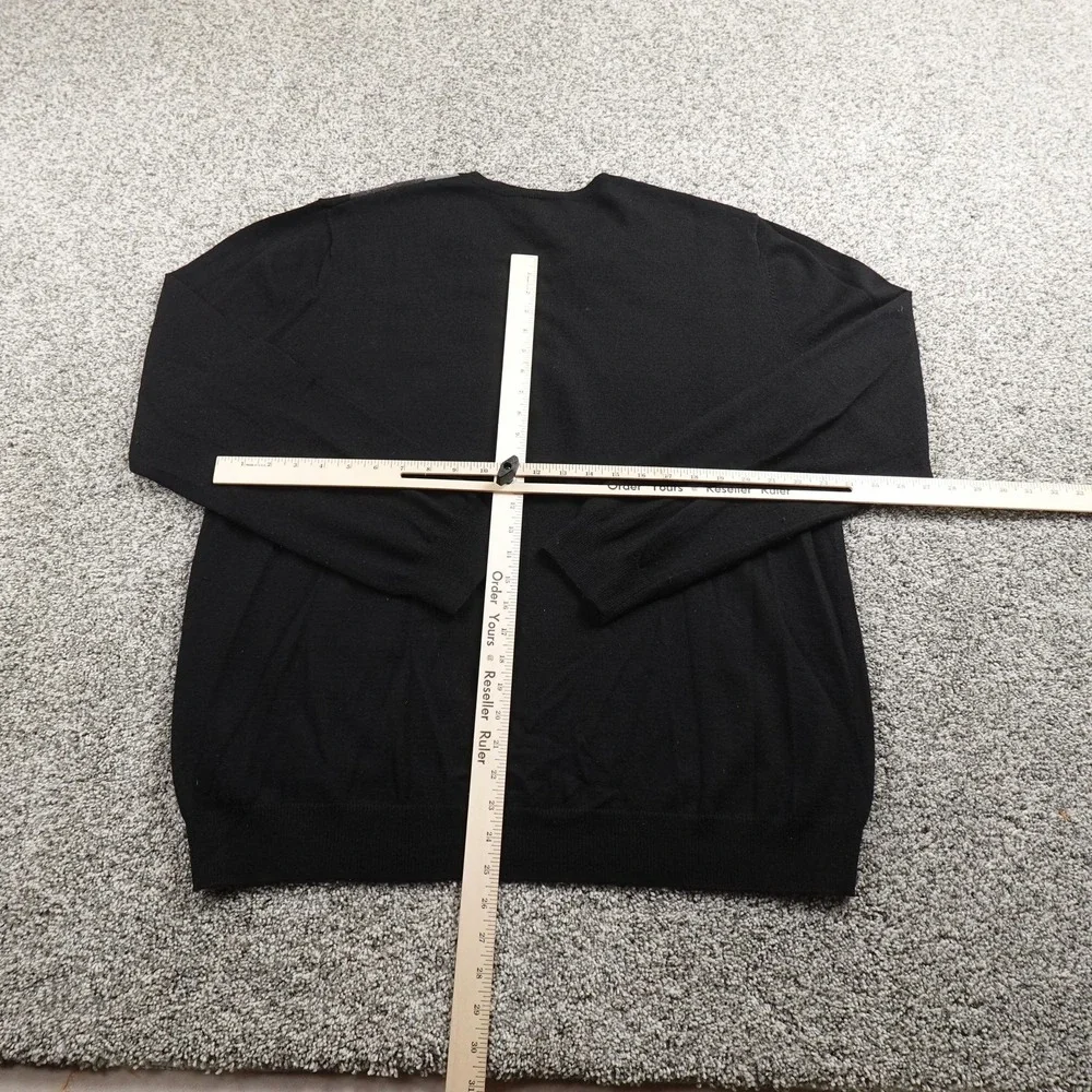 Banana Republic Sweater Mens 2XL Black Gray Merino Wool Argyle V‎ Neck Pullover